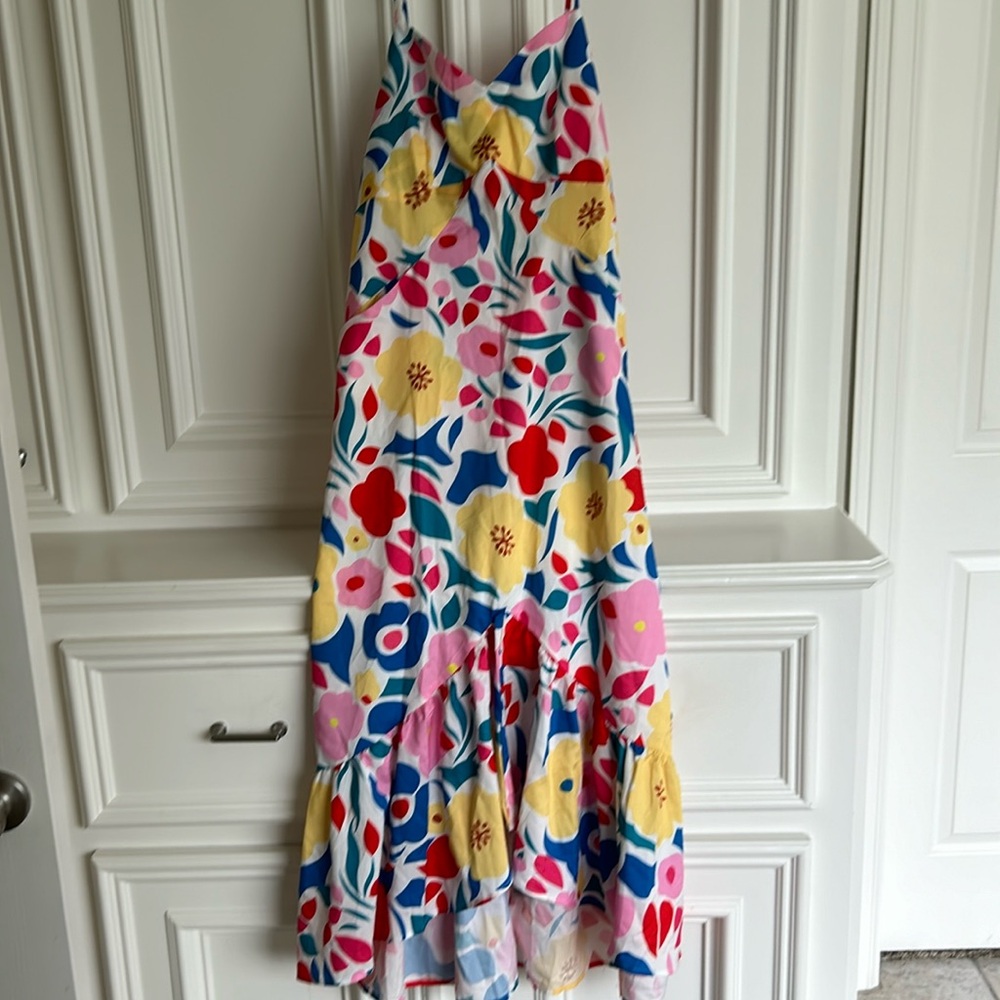 Beautiful sundress in blue and red and yellow print